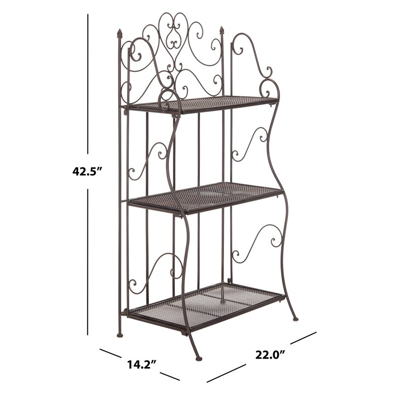Safavieh Torus 3 Tier Metal Outdoor/Garden Shelf in Unearthed Rust Brown