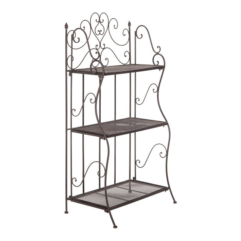 Safavieh Torus 3 Tier Metal Outdoor/Garden Shelf in Unearthed Rust Brown