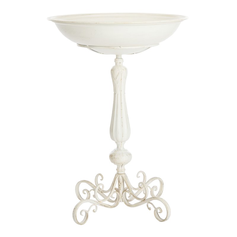 Safavieh Orian Metal/Iron Outdoor/Garden Bird Bath in Pearl White