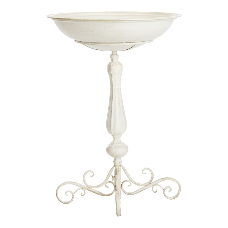 Safavieh Orian Metal/Iron Outdoor/Garden Bird Bath in Pearl White