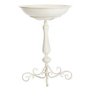 Safavieh Orian Metal/Iron Outdoor/Garden Bird Bath in Pearl White