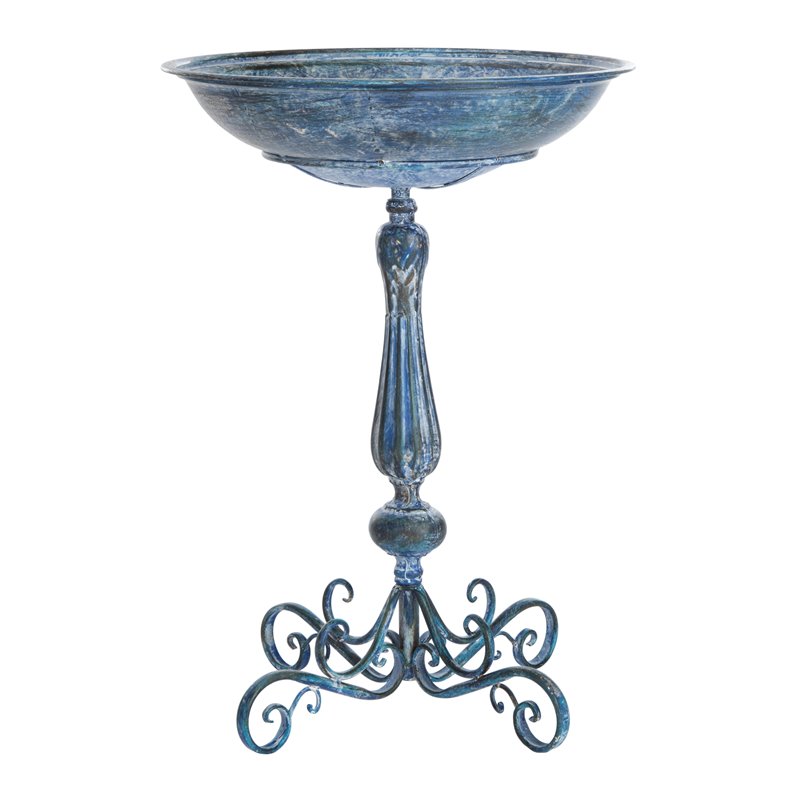 Safavieh Orian Metal/Iron Outdoor/Garden Bird Bath in Mossy Blue