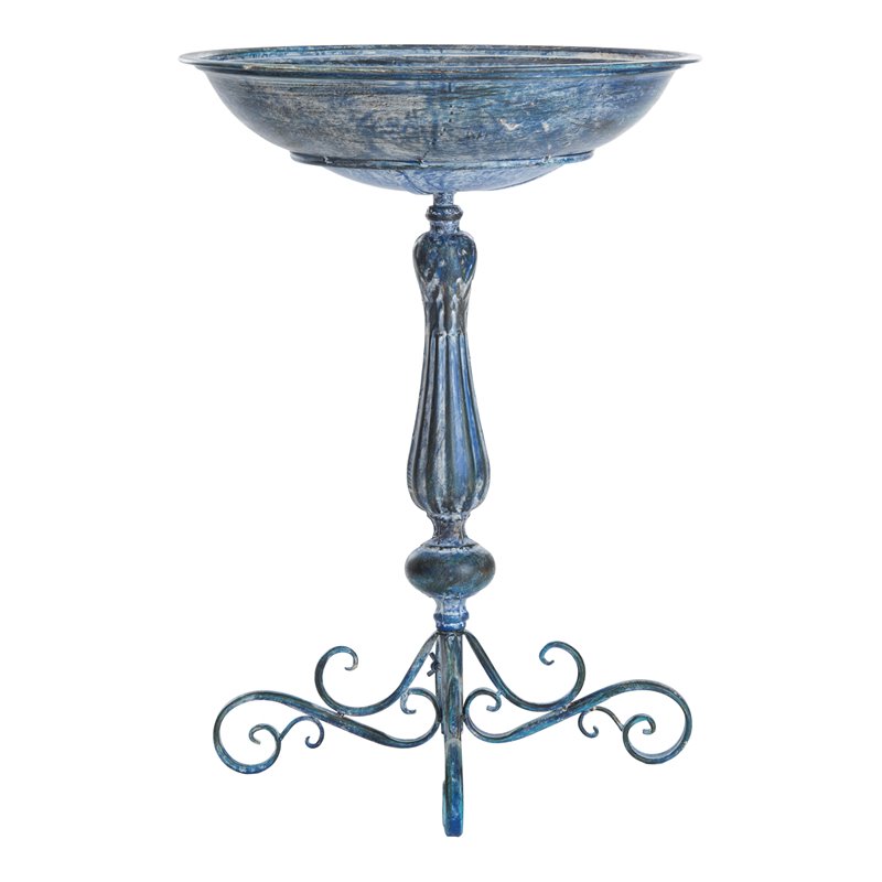 Safavieh Orian Metal/Iron Outdoor/Garden Bird Bath in Mossy Blue