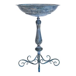 Safavieh Orian Metal/Iron Outdoor/Garden Bird Bath in Mossy Blue