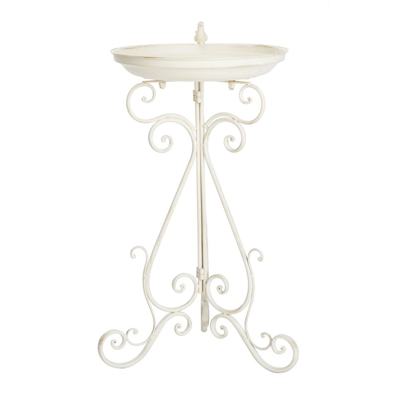 Safavieh Ashlan Metal/Iron Outdoor/Garden Bird Bath in Pearl White