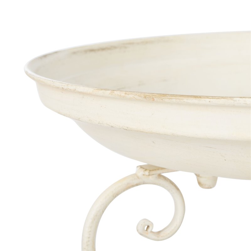Safavieh Ashlan Metal/Iron Outdoor/Garden Bird Bath in Pearl White