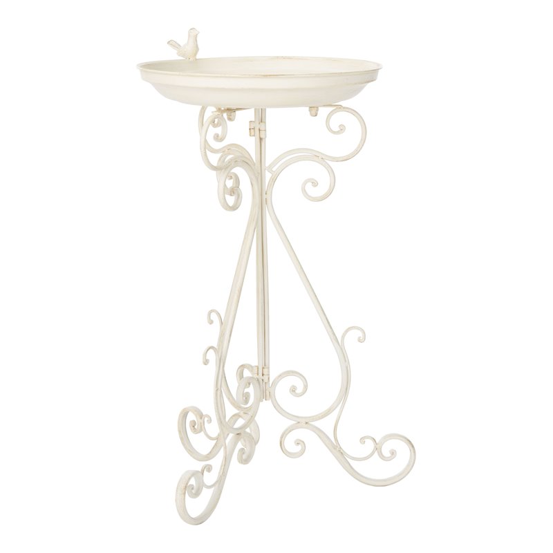 Safavieh Ashlan Metal/Iron Outdoor/Garden Bird Bath in Pearl White