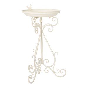Safavieh Ashlan Metal/Iron Outdoor/Garden Bird Bath in Pearl White