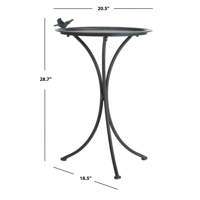 Safavieh Kensi Metal/Iron Outdoor/Garden Bird Bath in Ant Gray