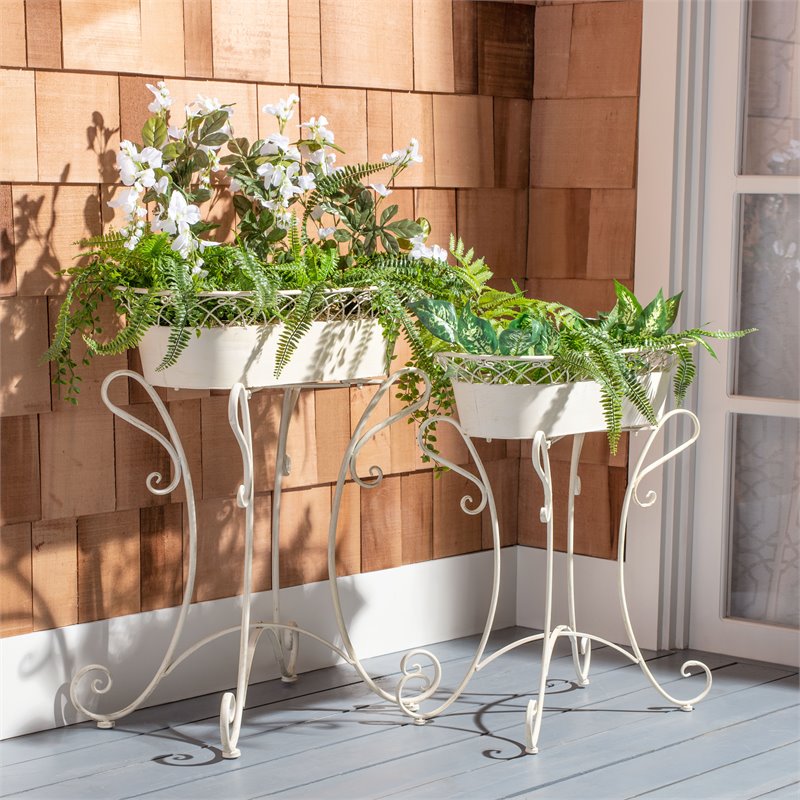 Safavieh Hendrick Metal Outdoor/Garden Planters in Pearl White