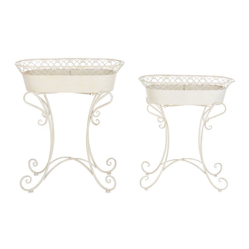 Safavieh Hendrick Metal Outdoor/Garden Planters in Pearl White