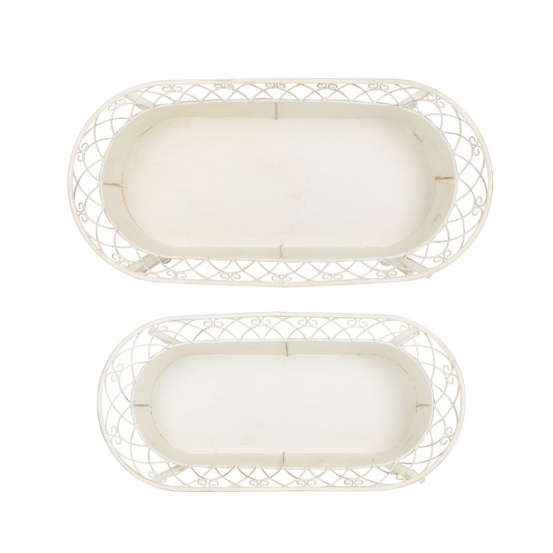 Safavieh Hendrick Metal Outdoor/Garden Planters in Pearl White