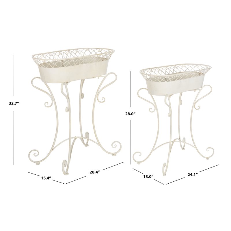 Safavieh Hendrick Metal Outdoor/Garden Planters in Pearl White