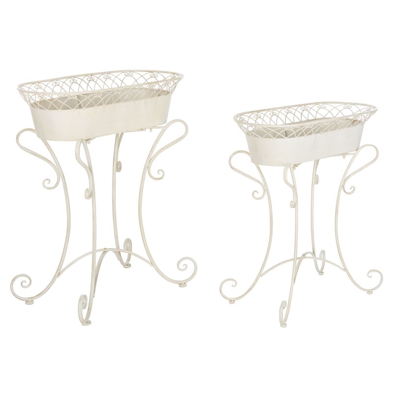 Safavieh Hendrick Metal Outdoor/Garden Planters in Pearl White