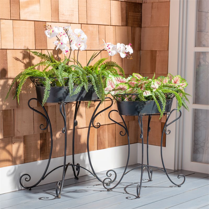 Safavieh Hendrick Metal Outdoor/Garden Planters in Black Rust