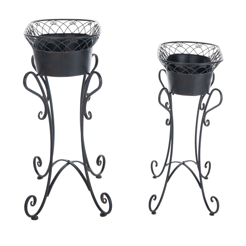 Safavieh Hendrick Metal Outdoor/Garden Planters in Black Rust