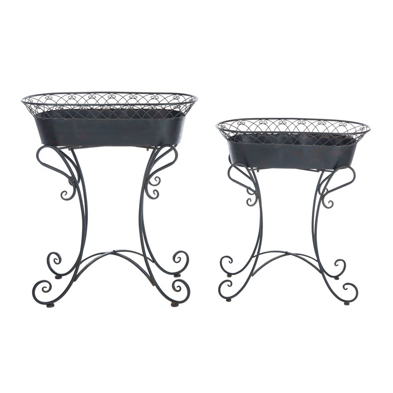 Safavieh Hendrick Metal Outdoor/Garden Planters in Black Rust