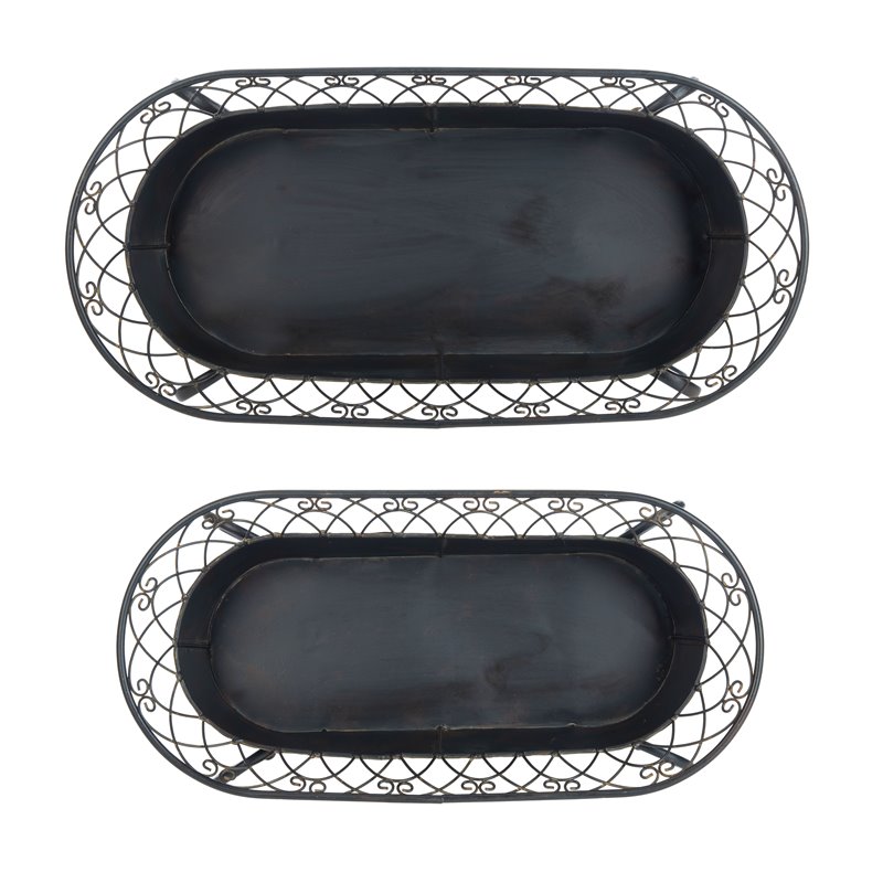 Safavieh Hendrick Metal Outdoor/Garden Planters in Black Rust