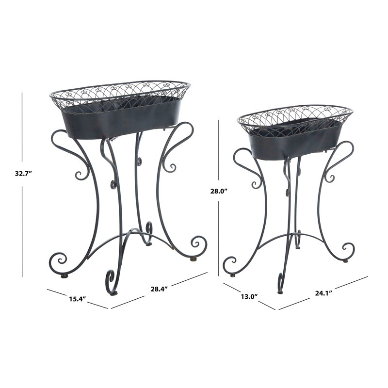 Safavieh Hendrick Metal Outdoor/Garden Planters in Black Rust
