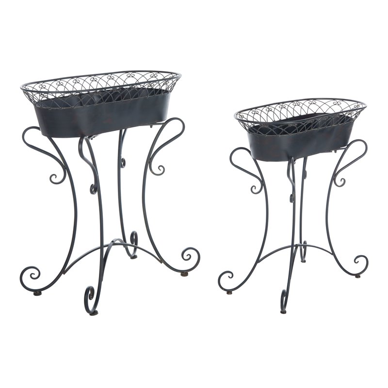 Safavieh Hendrick Metal Outdoor/Garden Planters in Black Rust