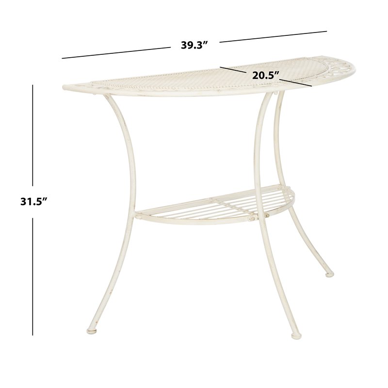 Safavieh Genson Metal/Iron Outdoor End Table with Two Tiers in Pearl White