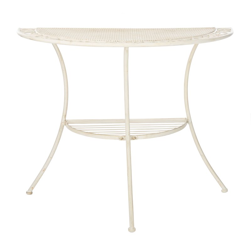 Safavieh Genson Metal/Iron Outdoor End Table with Two Tiers in Pearl White