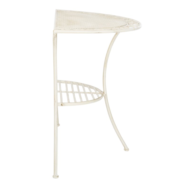 Safavieh Genson Metal/Iron Outdoor End Table with Two Tiers in Pearl White