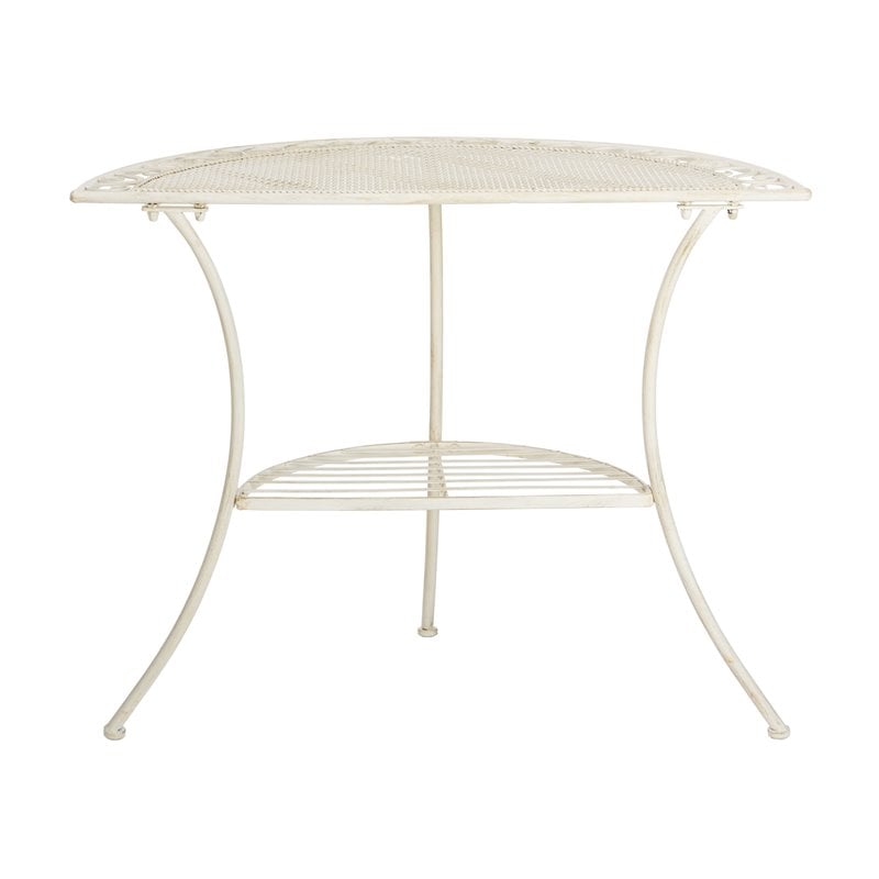 Safavieh Genson Metal/Iron Outdoor End Table with Two Tiers in Pearl White