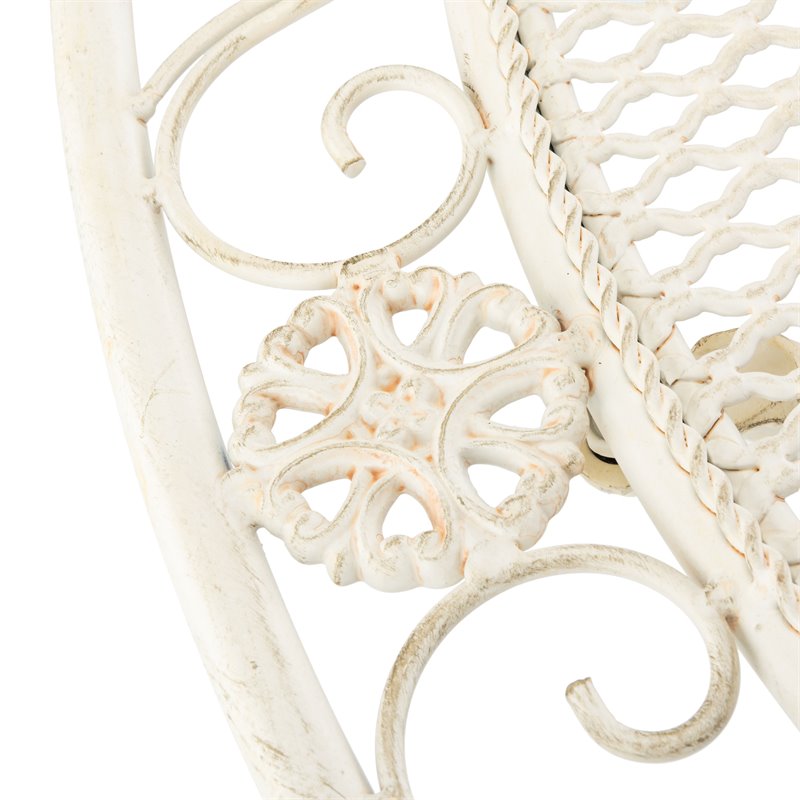 Safavieh Genson Metal/Iron Outdoor End Table with Two Tiers in Pearl White