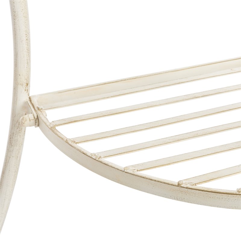 Safavieh Genson Metal/Iron Outdoor End Table with Two Tiers in Pearl White