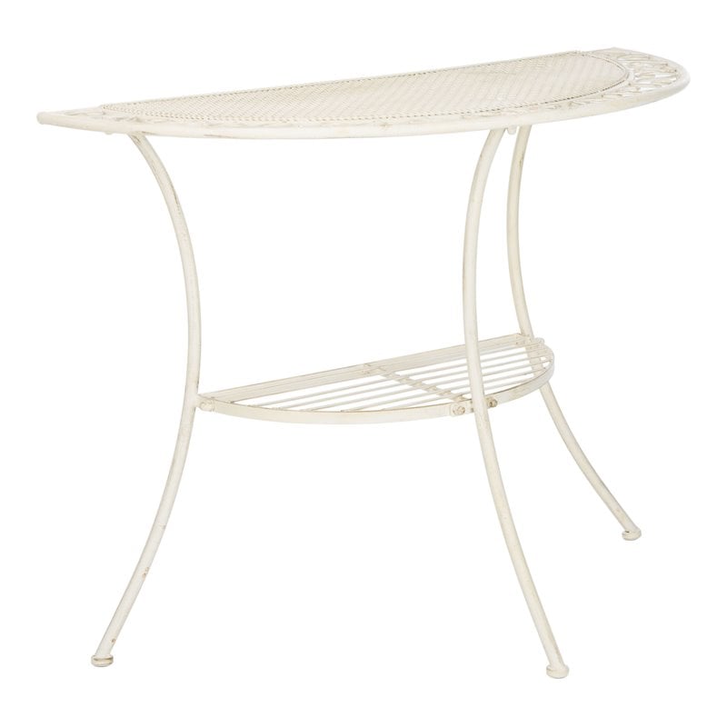Safavieh Genson Metal/Iron Outdoor End Table with Two Tiers in Pearl White
