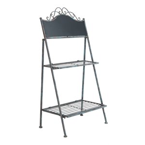 Safavieh Natum Metal Outdoor/Garden Pland Stand in Reddish Brown/Blue Wash