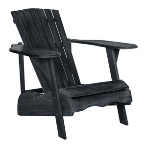 safavieh mopani acacia wood outdoor adirondack chair in dark slate gray