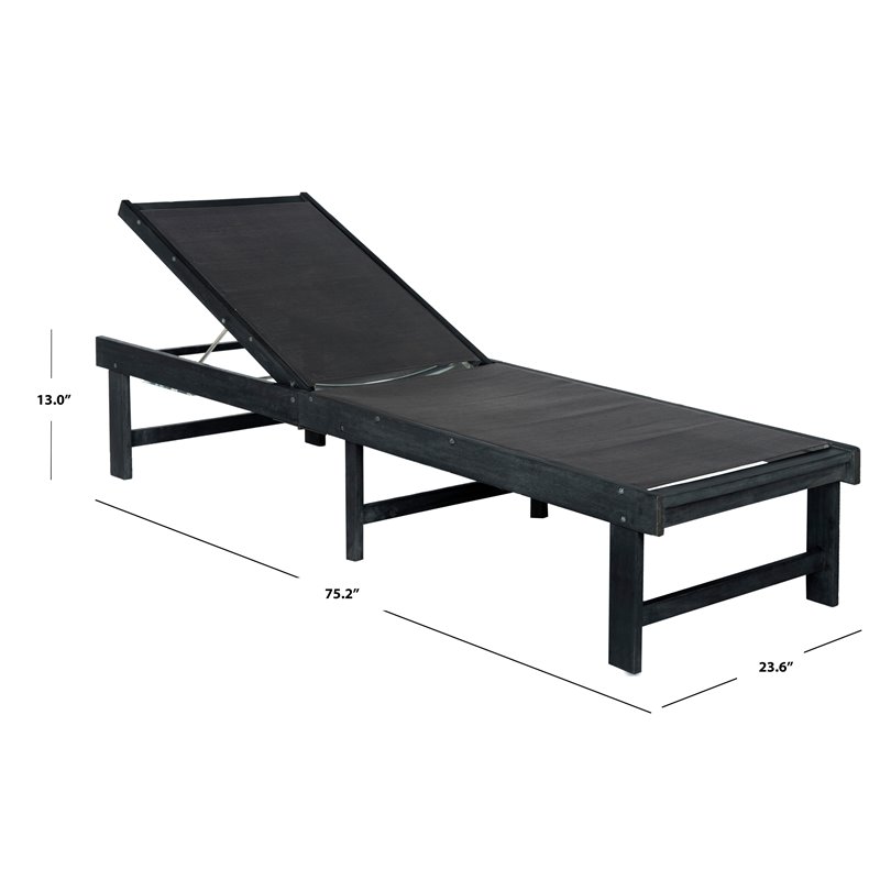 Safavieh Manteca Acacia Wood Lounge Chair in Dark Slate Gray