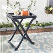 Safavieh Covina Acacia Wood Outdoor Tray Table in Dark Slate Gray