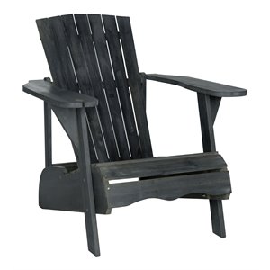 safavieh vista acacia wood adirondack chair with drink holder in dark slate gray