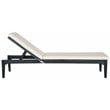 Safavieh Montclair Acacia Wood/Polyester Sun Lounger in Dark Slate Gray/Beige