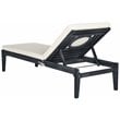 Safavieh Montclair Acacia Wood/Polyester Sun Lounger in Dark Slate Gray/Beige
