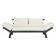 Safavieh Tandra Acacia Wood/Polyester Outdoor Daybed in Dark Slate Gray/Beige