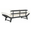 Safavieh Tandra Acacia Wood/Polyester Outdoor Daybed in Dark Slate Gray/Beige