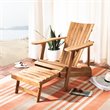 Safavieh Merlin Acacia Wood Adirondack Chair w/ Retractable Footrest in Natural