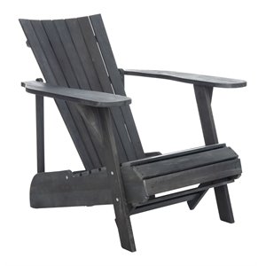 safavieh merlin acacia wood adirondack chair w/ retractable footrest in gray