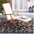 Safavieh Palmdale Acacia Wood/Polyester Lounge Chair in Natural and Beige
