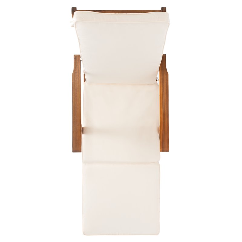 Safavieh Palmdale Acacia Wood/Polyester Lounge Chair in Natural and Beige