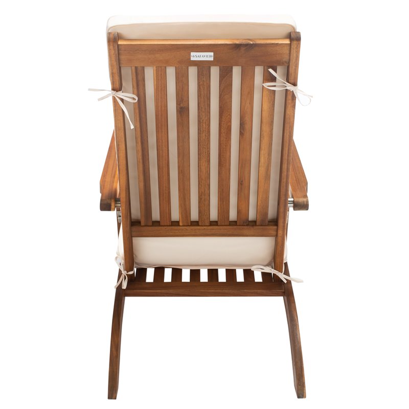 Safavieh Palmdale Acacia Wood/Polyester Lounge Chair in Natural and Beige