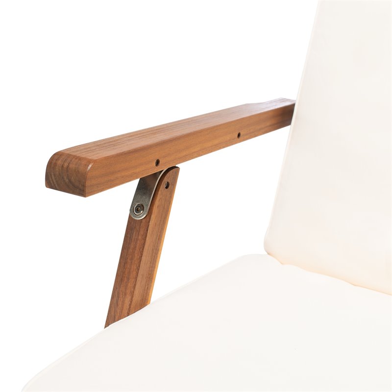Safavieh Palmdale Acacia Wood/Polyester Lounge Chair in Natural and Beige