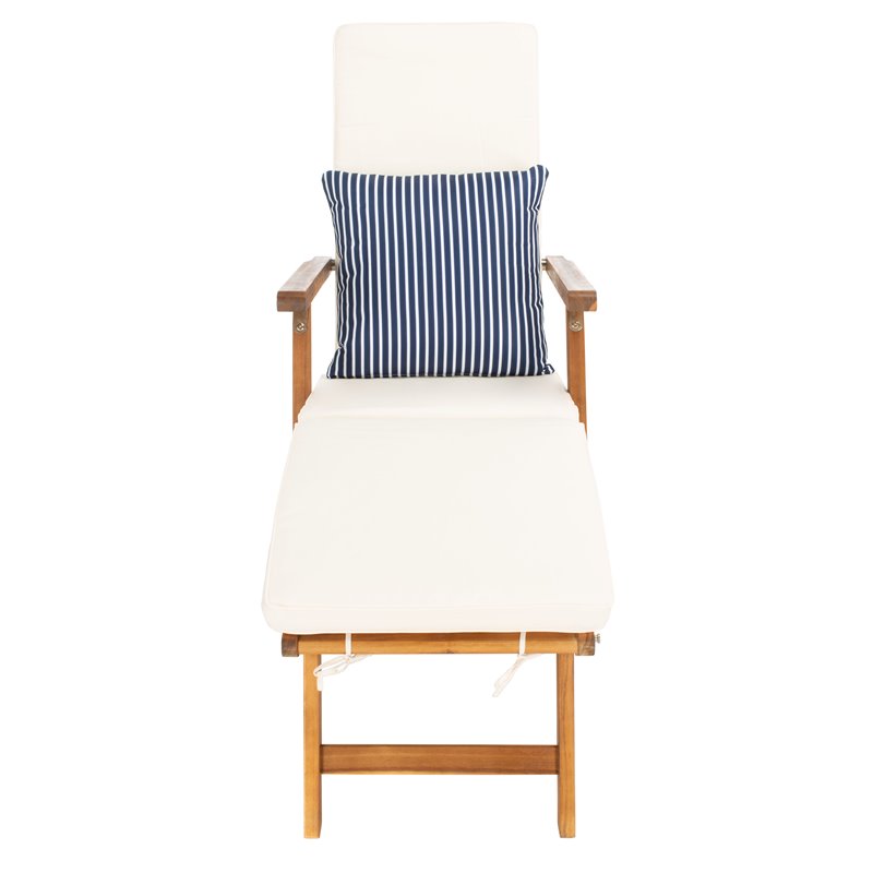Safavieh Palmdale Acacia Wood/Polyester Lounge Chair in Natural/White