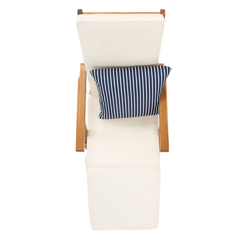 Safavieh Palmdale Acacia Wood/Polyester Lounge Chair in Natural/White