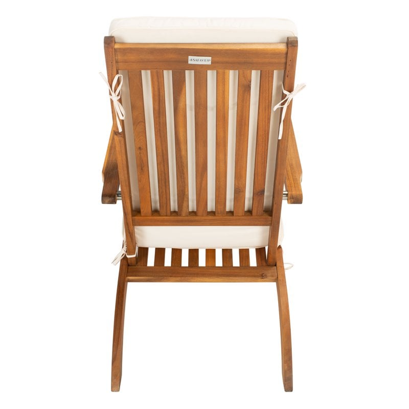 Safavieh Palmdale Acacia Wood/Polyester Lounge Chair in Natural/White