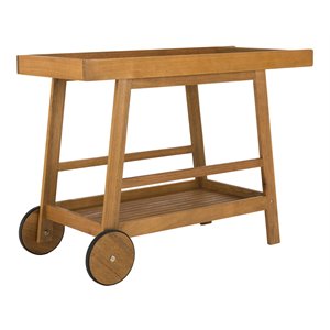 Safavieh Renzo Eucalyptus Wood Indoor/Outdoor Bar Cart in Teak Natural